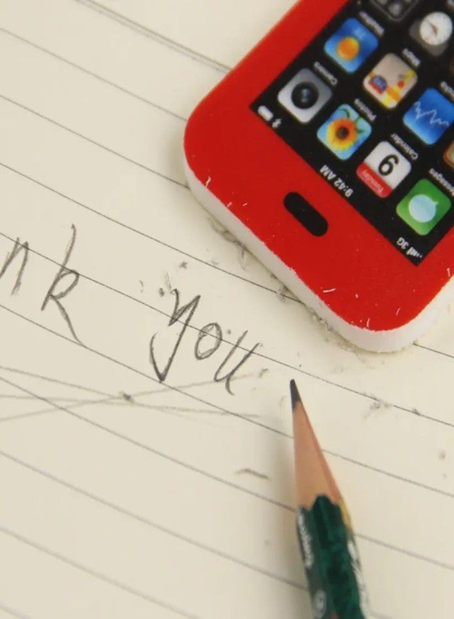 VTL Mobile Phone Shape Erasers for Students | Big Size 8 cm x 4 cm | Fun Smartphone Design Pencil Erasers | Soft & Clean Erasing | Multi-Colors | Pack of 12 - Image 3